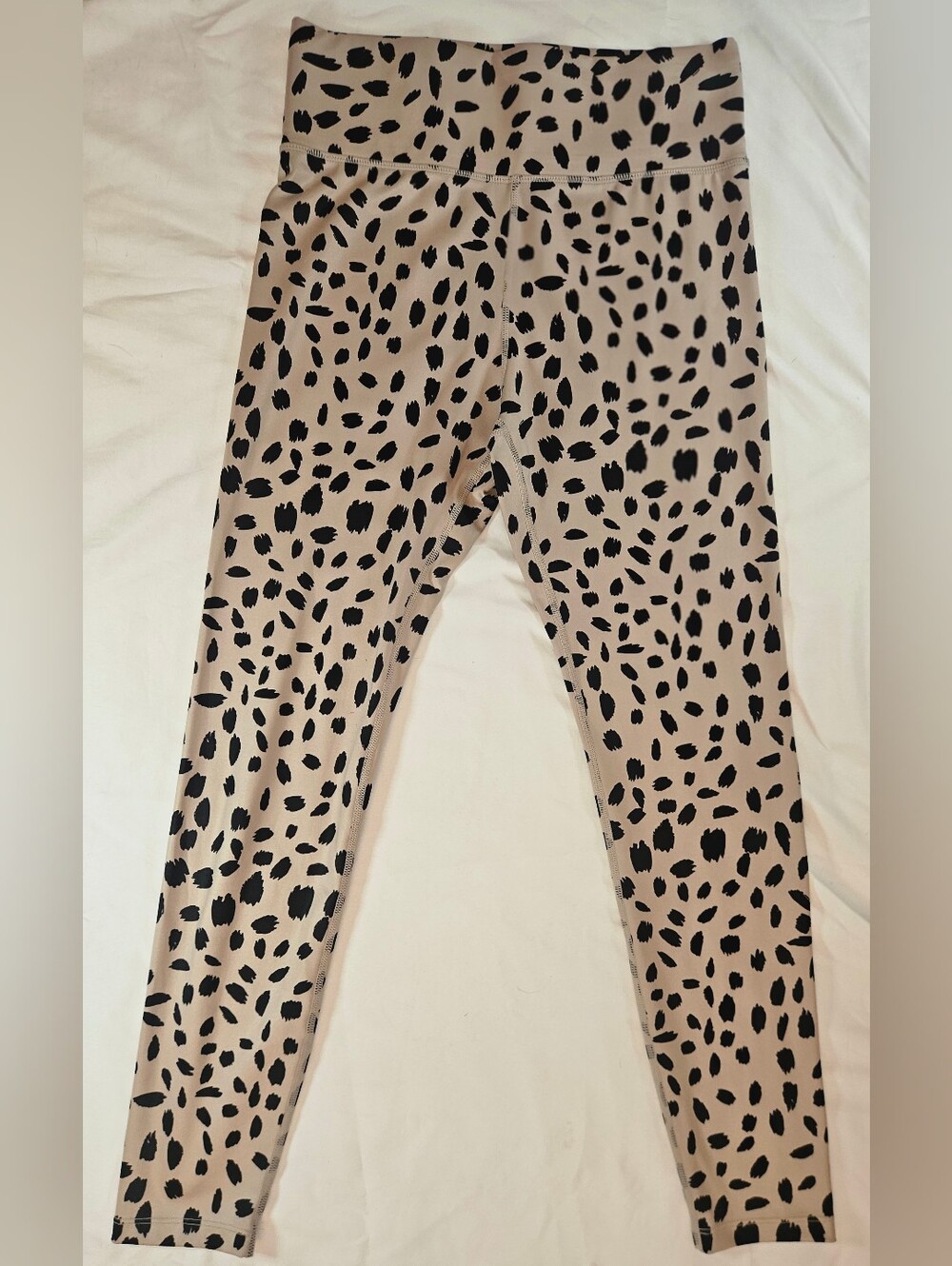 Cut The Frills Womens Cream & Black Leopard Print Pull On Leggings Size Medium
